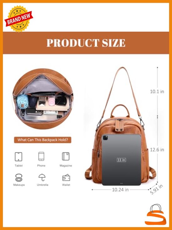 Genuine Leather Convertible Anti Theft Backpack Purse for Women